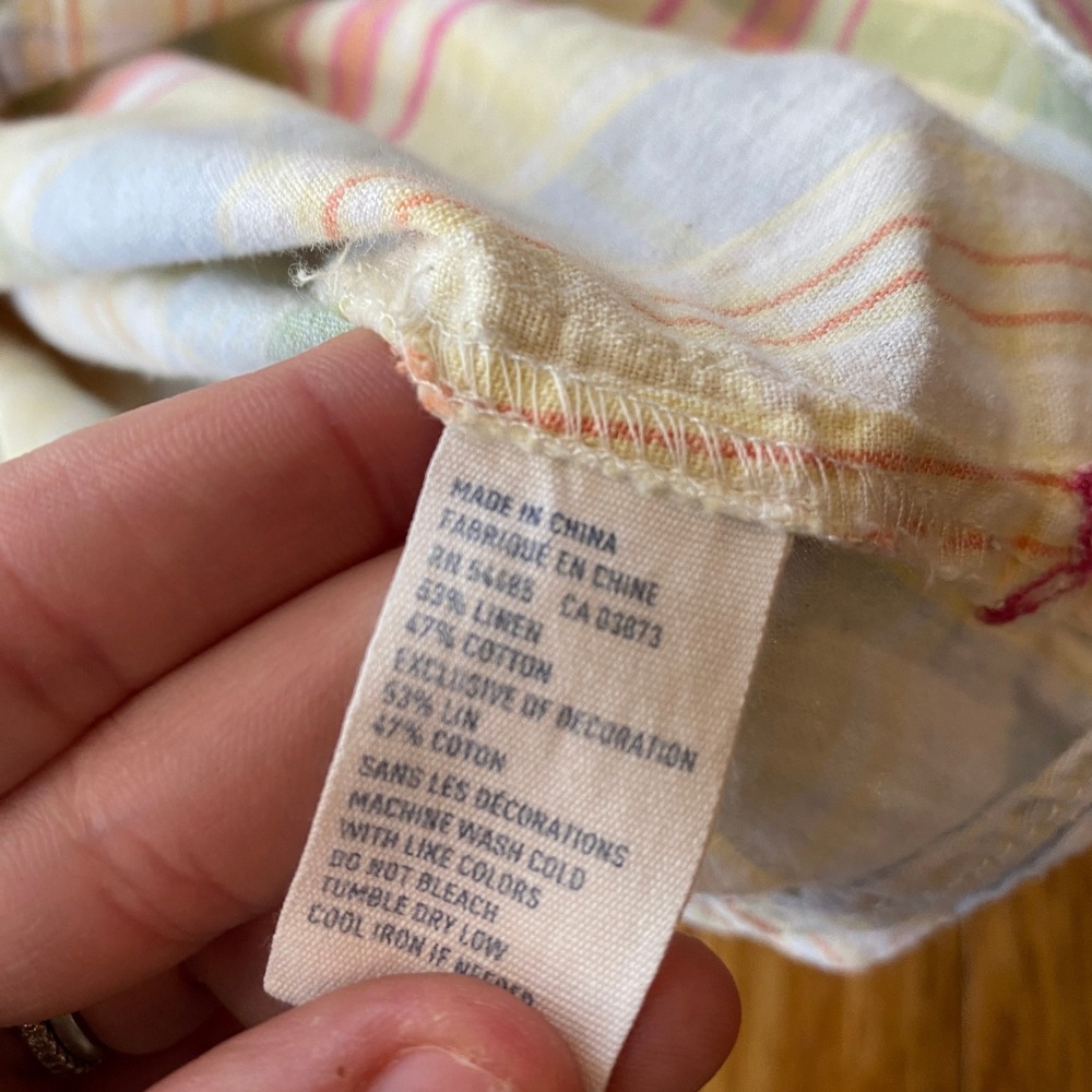 Vintage Y2K American Eagle Pastel Colorful Plaid Button Up Shirt Linen Blend M - Picture 8 of 13